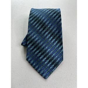 Valentino Rudy Blue, Aqua Geometric Pattern 100% Silk Made in USA Tie NWOT